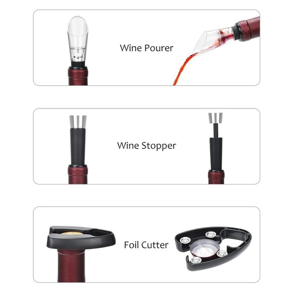Deluxe Gift Set Wine Aerator Accessories Kit - Aerator Decanter, Corkscrew, More - Picture 4 of 7